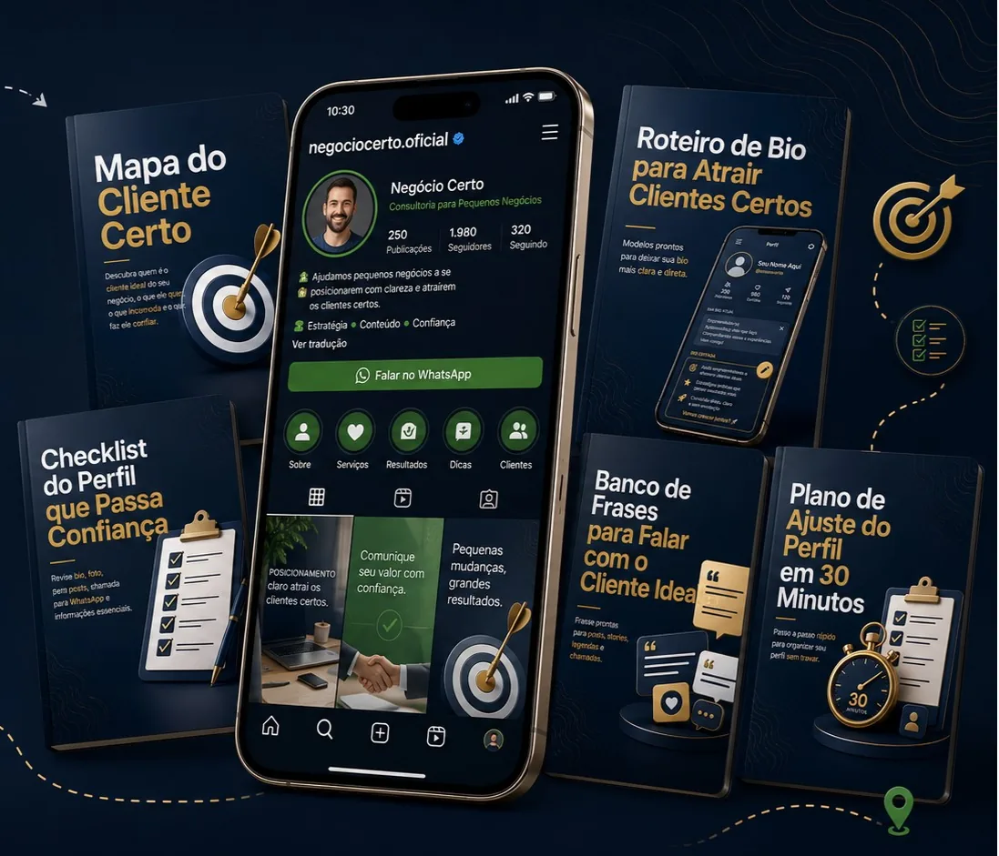 Mockup dos produtos da Rota do Cliente Certo